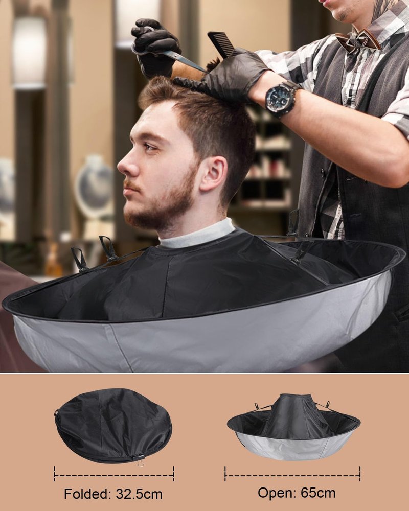 Lictin Hair Cloak - Black Waterproof Foldable Barber Cape Apron, Professional Haircut Cape with 1PCS Comb
