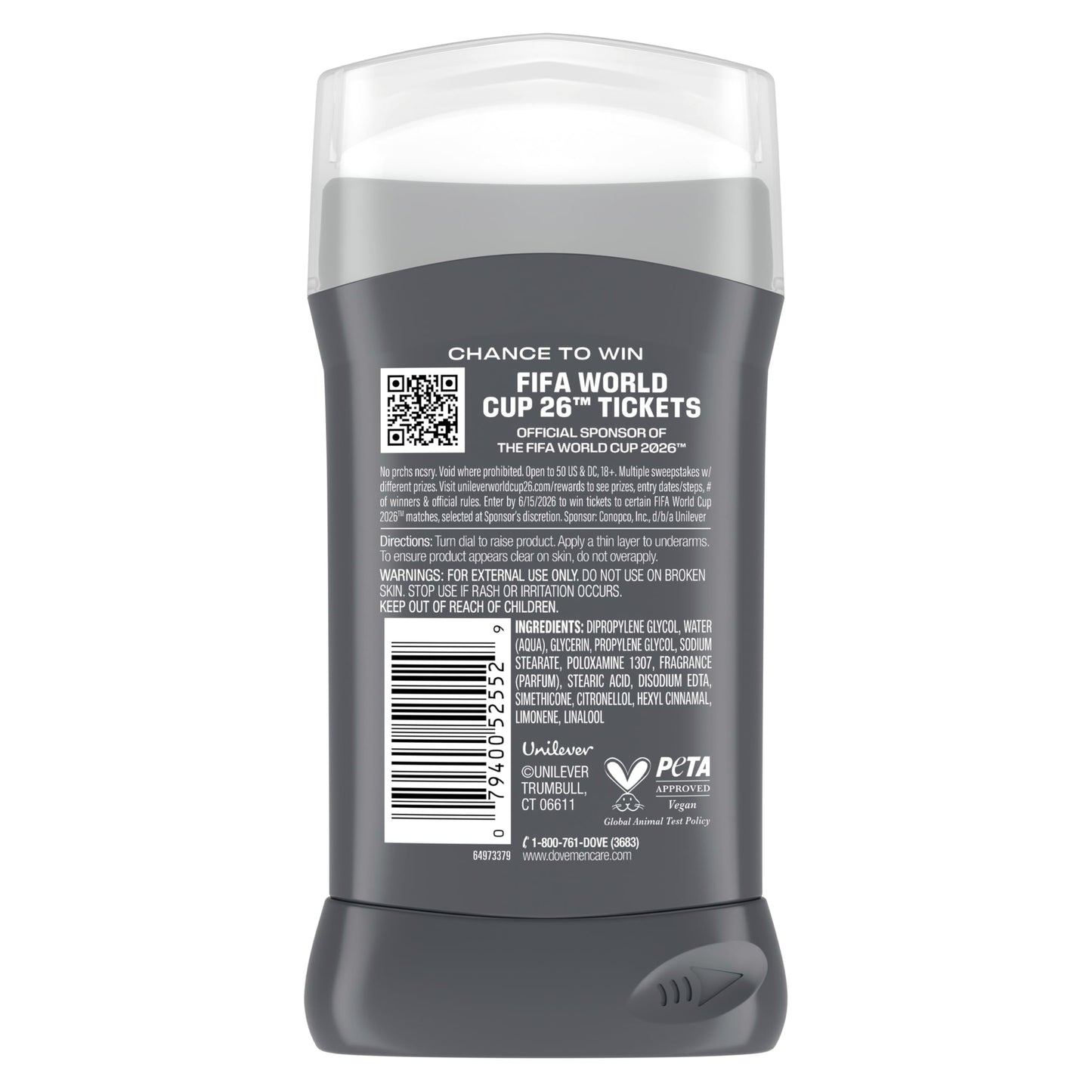 DOVE MEN + CARE Limited Edition FIFA Deodorant Stick for Men All Star Comfort for 72H Protection Neutralizes Odor 3.0 oz
