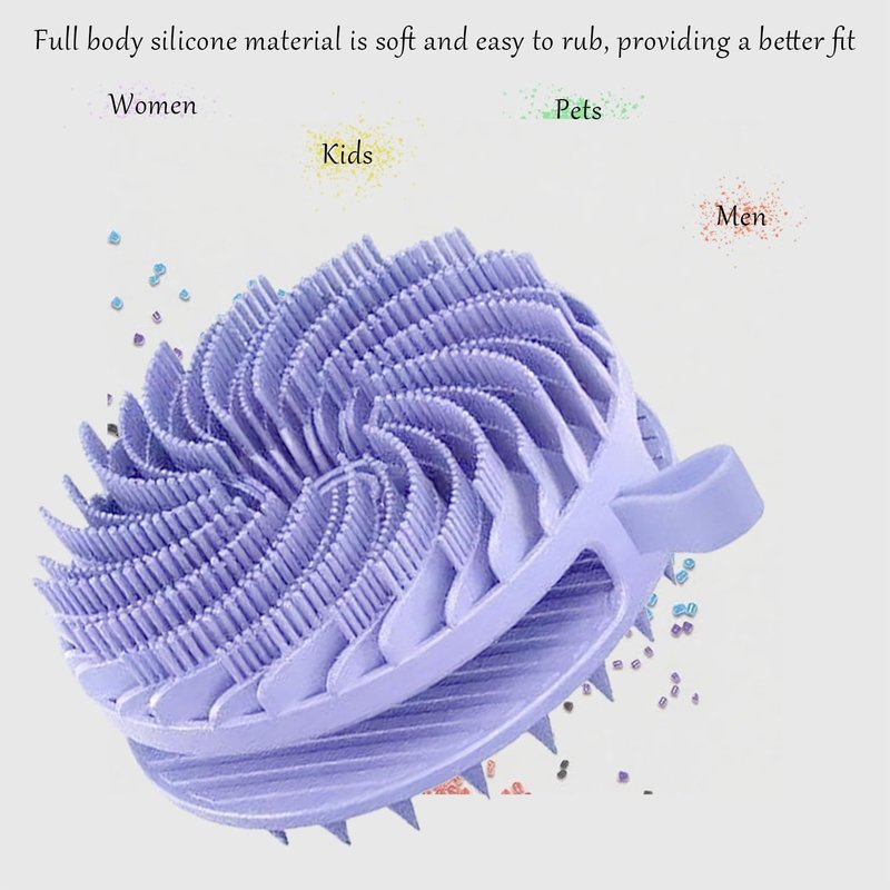 Douji Double-Sided Silicone Body Scrubber Shower Bath Brush, Handheld Cleansing Skin Brush for Sensitive Kids Women Men All Kinds of Skin（Purple）