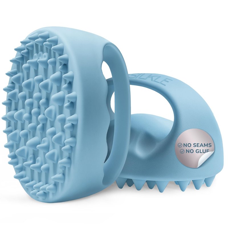 SILKLE Cellulite Massage Tool & Lymphatic Drainage Massager - Silicone Anti Cellulite Massage Brush for Body Sculpting with Ergonomic Handle - Cellulite Remover for Legs, Thighs and Belly - Blue