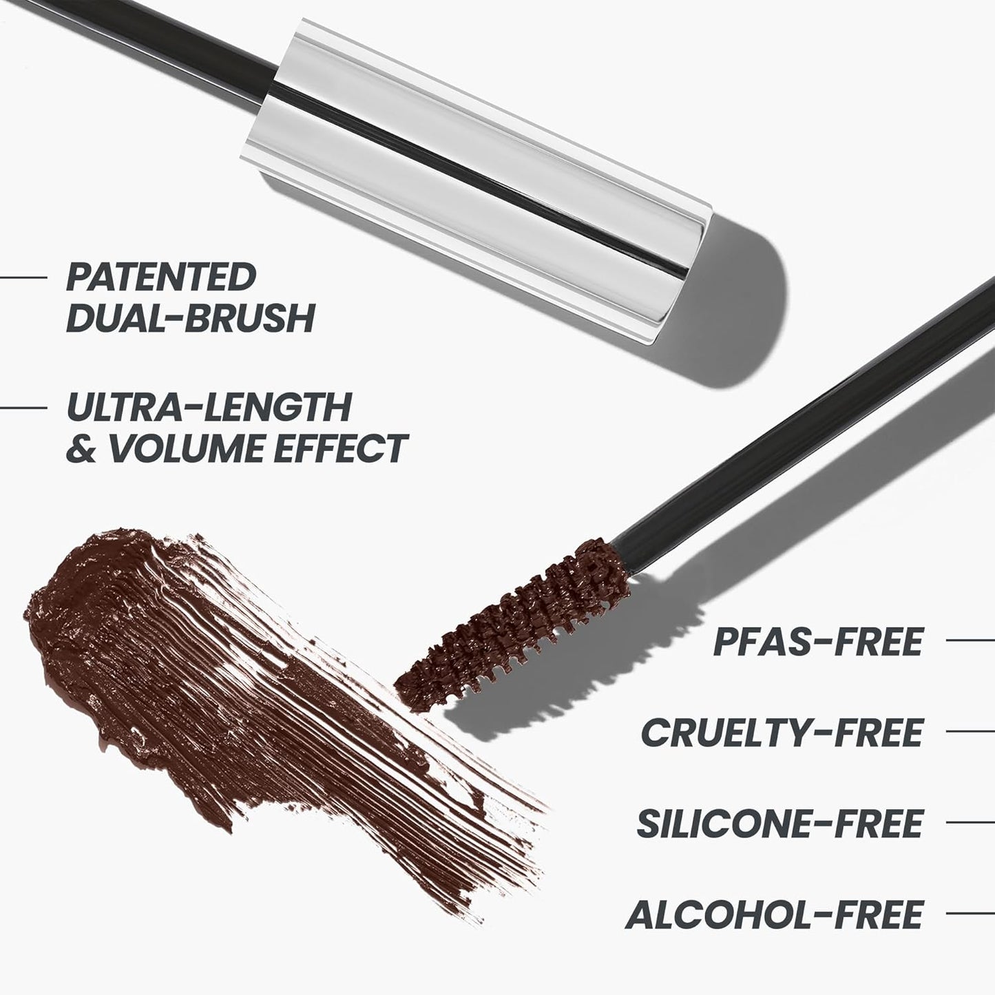 Wonderskin Infinite Rizz Mascara - Brown Volumizing Mascara for Length & Volume | Long-Wear, Smudge-Proof, Water-Resistant