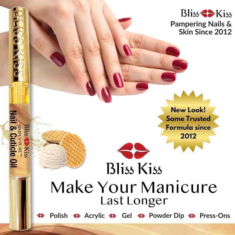 Bliss Kiss | Nail Oil Cuticle Pens - 4 Vanilla Fragrance with Vitamin E & Jojoba for Stronger Nails