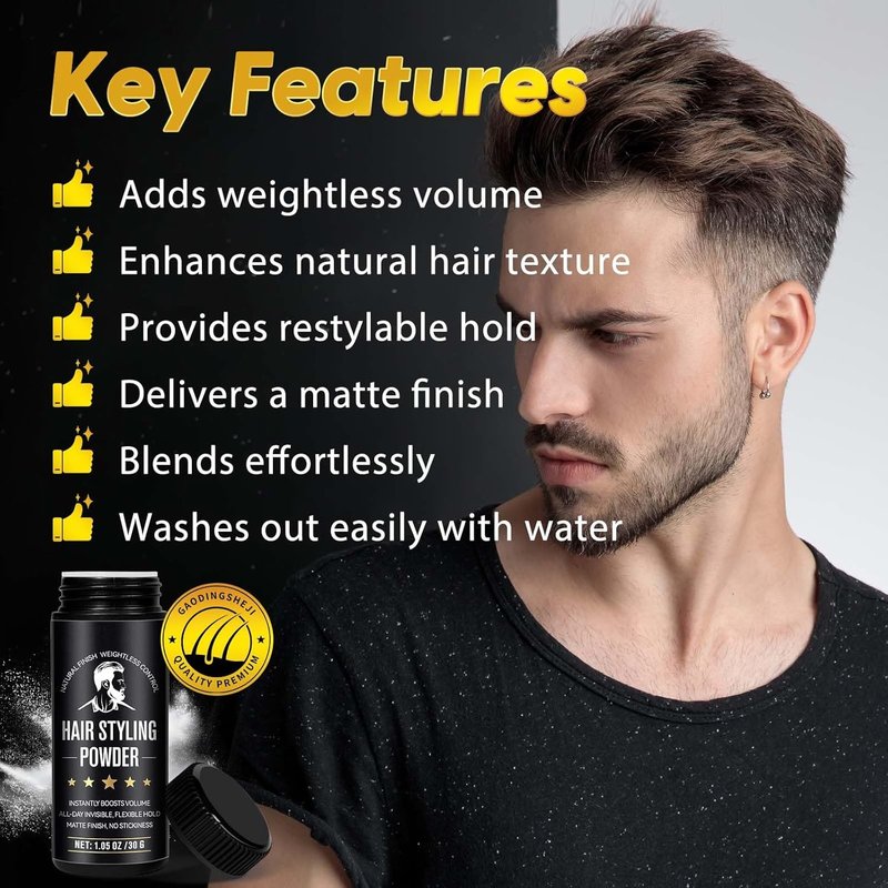 Skiennix Hair Styling Powder - Men's Texture Powder for Volume & Flexible Hold | 30g Matte Finish