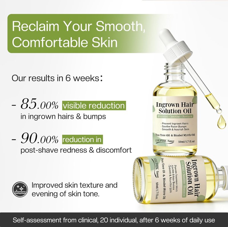 Ingrown Hair Treatment Oil Serum: 1.7oz Soothing After Shave Oil Prevents Ingrown Hairs for Soothes Razor Bumps Reduces Redness & Irritation for Bikini Area Legs Underarms Neck Beard & Face