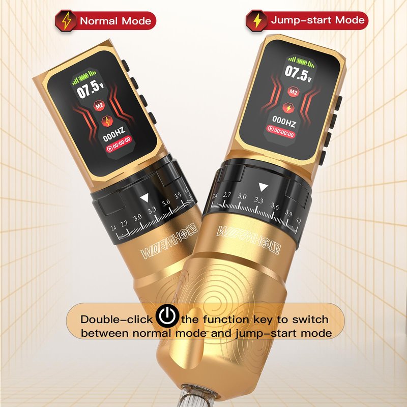 Wormhole 2 PCS 2300mAh Batteries Tattoo Gun Kit Wireless Tattoo Machine Kit – 7 Adjustable Stroke, Smart Display with 3 Memory Slots, 3 Working Modes,2 Xtreme Tattoo Ink for Artists WTK0232