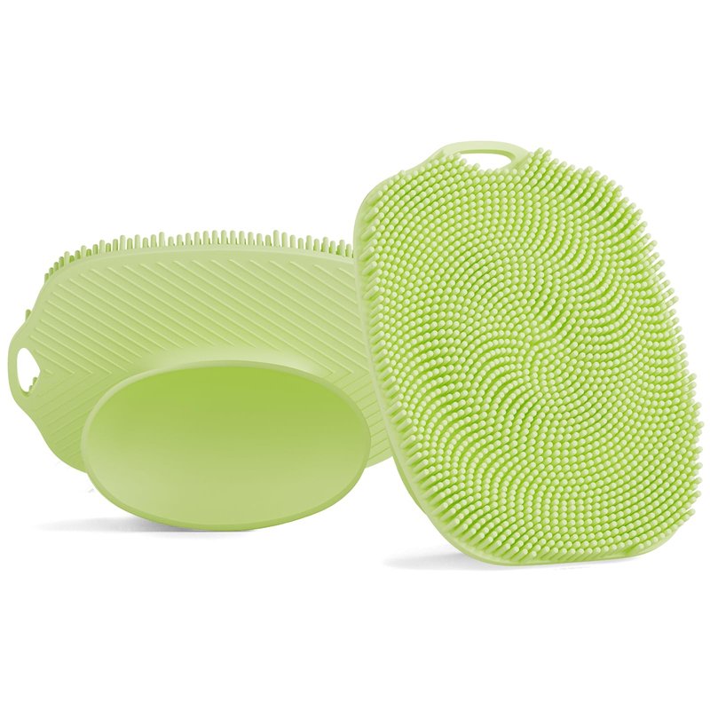ARIOSOX 2 PCS Face Scrubber, Soft Silicone Face Exfoliator with Suction Cup for Man and Women Deep Skin Clean, Gentle Facial Cleaning Brush Suitable for All Sensitive Skin (Green)