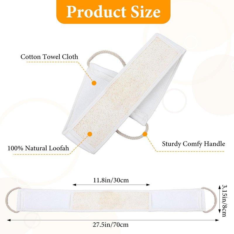 LXUEJIE Natural Loofah Back Scrubber, Exfoliating Body Scrubber, Loofah Exfoliating Bath Strap Shower Loofah Back Sponge to Clean Body Deeply for Women and Men