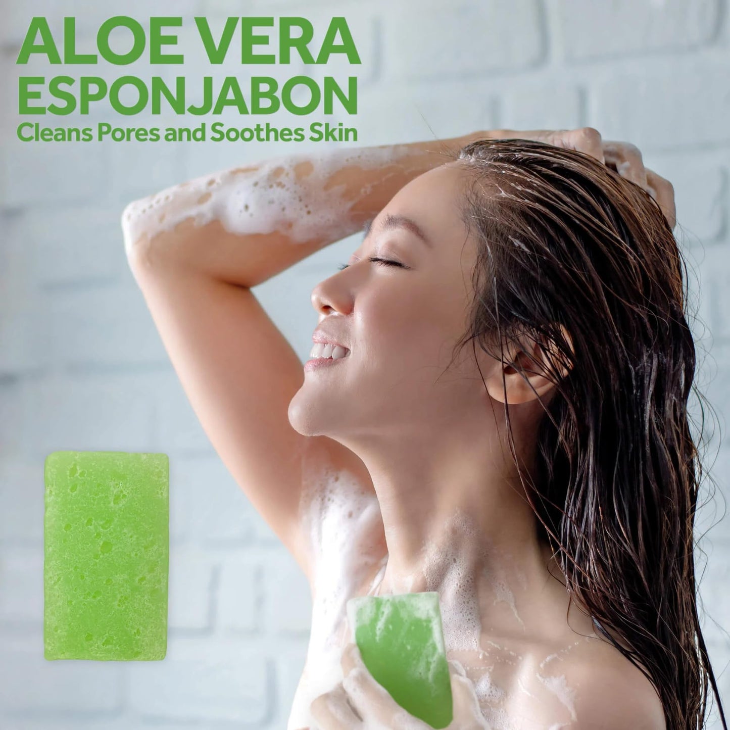 T.Taio Esponjabon Soap Sponge - Cleansing Shower Scrubber - Cleaning Bath Wash Scrub - Oil Removal - Massage & Lather Foot, Elbow, & Face - Bathroom Accessories - Cucumber & Melon Soap