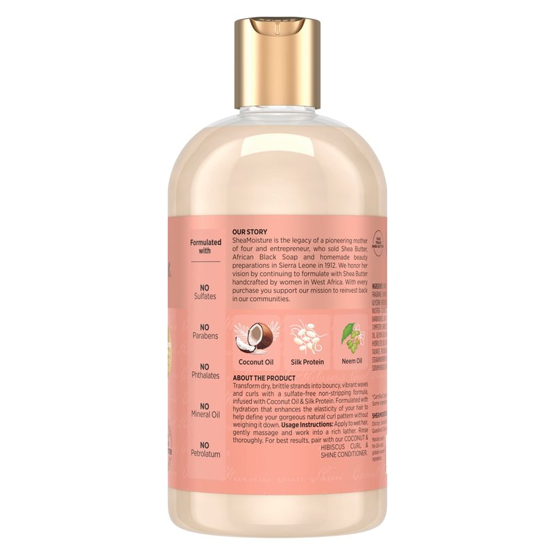 SheaMoisture Curl and Shine Coconut Shampoo Coconut & Hibiscus for Curly Hair Paraben Free Shampoo 13 oz