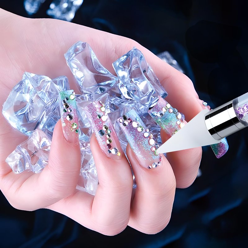 Rhinestone Picker Tool - Dual-Ended Nail Art Applicator with Acrylic Handle & 4 Wax Tips | 2 Pack