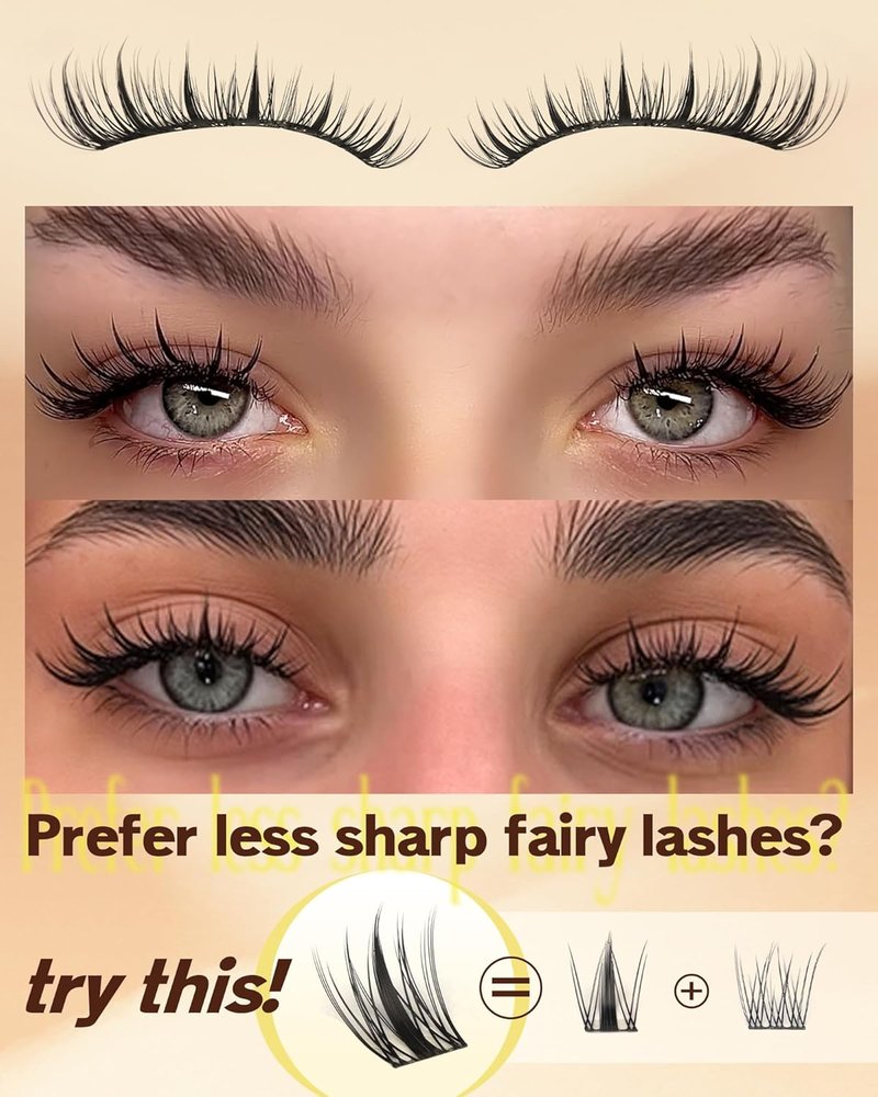 Natural Lash Clusters - Fairy Eyelash Extensions | 10/12/14mm Manga C Curve Wispy DIY Individual Lashes