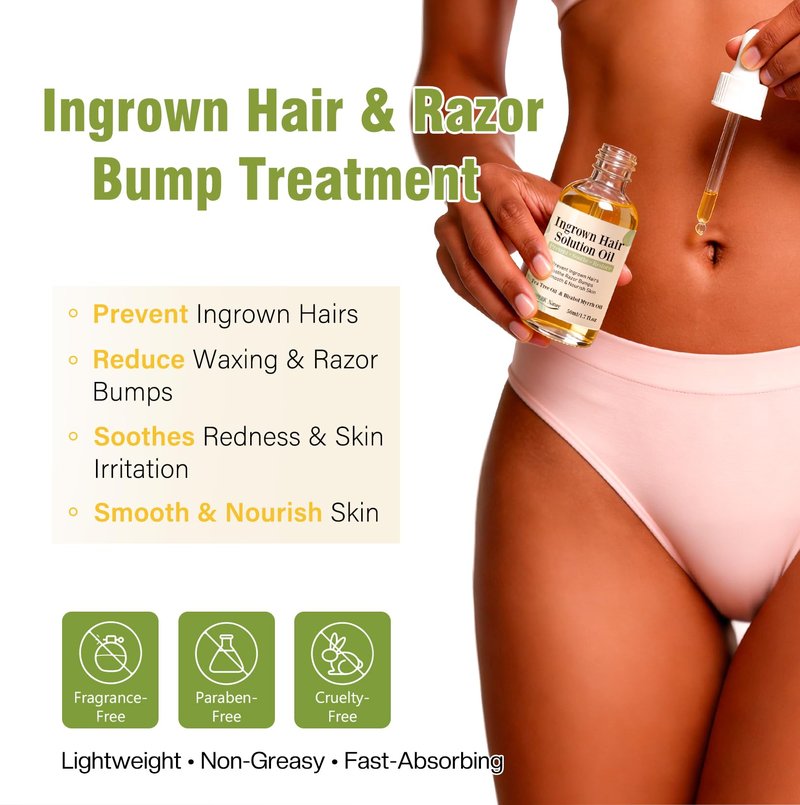 Ingrown Hair Treatment Oil Serum: 1.7oz Soothing After Shave Oil Prevents Ingrown Hairs for Soothes Razor Bumps Reduces Redness & Irritation for Bikini Area Legs Underarms Neck Beard & Face