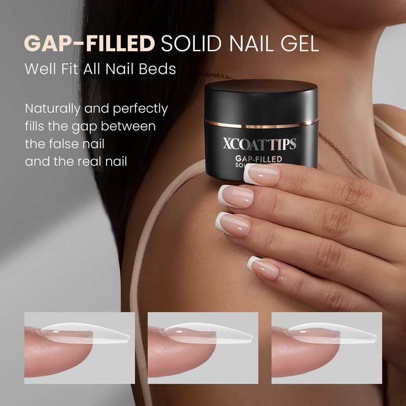 BTArtboxnails XCOATTIPS Solid Nail Glue Gel - 30g Gap-Filled Gel Nail Glue for Nail Tips Press on Nails, Upgrade Cure Needed UV Nail Gel for Acrylic Fake Nail