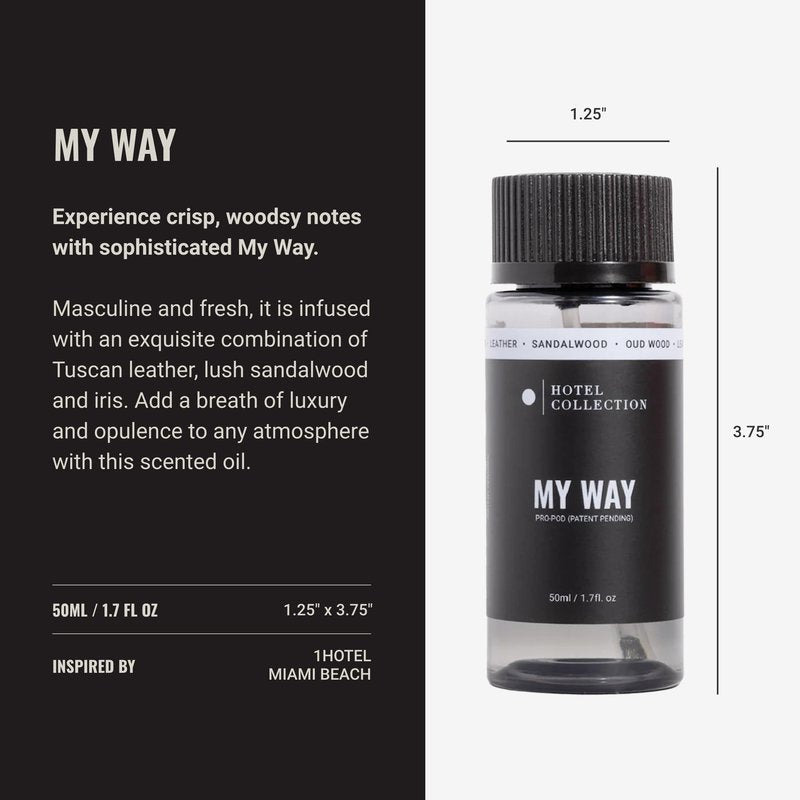 Hotel Collection Diffuser Oil-My Way Pro-Pod-Aromatherapy Essential Fragrance Oil-Sandalwood, Warm Virginia Cedar& Beautiful Iris-50ML 1.7 Fl oz