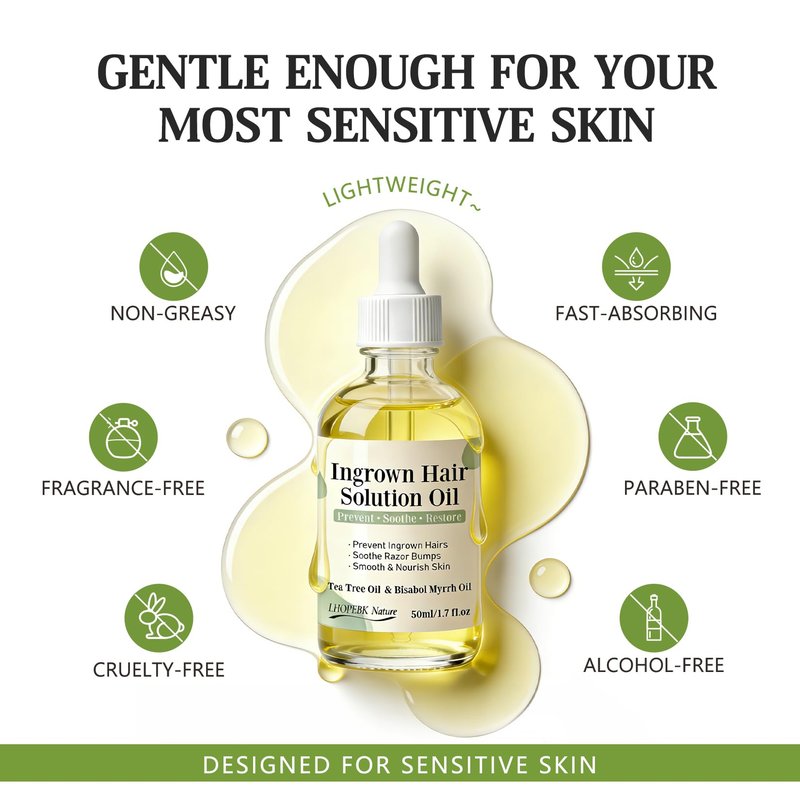 Ingrown Hair Treatment Oil Serum: 1.7oz Soothing After Shave Oil Prevents Ingrown Hairs for Soothes Razor Bumps Reduces Redness & Irritation for Bikini Area Legs Underarms Neck Beard & Face