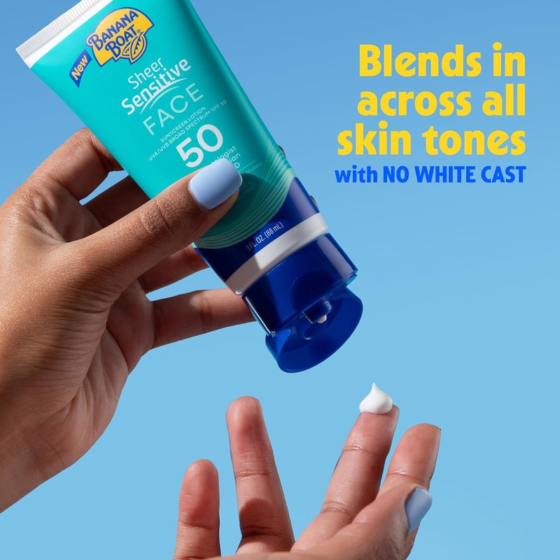 Banana Boat Sheer Sensitive Face Lotion - SPF 50, 3oz | Lightweight & Non-Greasy Formula