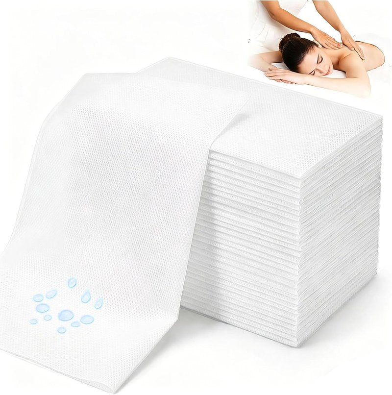 Skiennix Disposable Massage Table Sheets - 100 PCS Extra Thick Waterproof Covers | 75"x31" Ultra Soft White Non-Woven Fabric