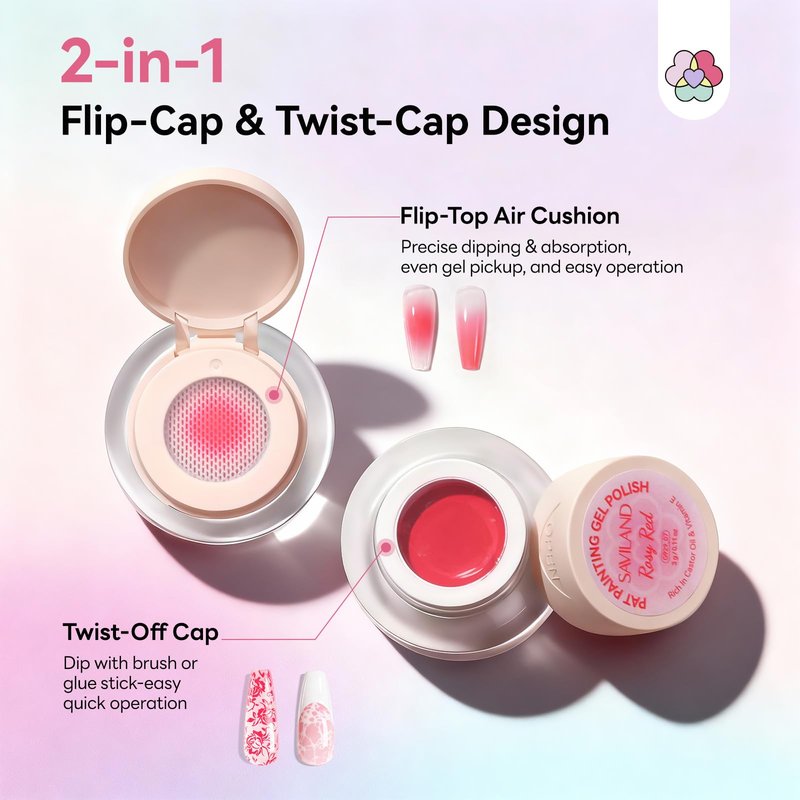 SAVILAND Cushion Patting Gel Polish Kit: 6 Colors Pat Gel UV LED Painting Gels with 100PCS Sponges for Nail Art Pigmented No Wipe Ombre Gels Polish Blooming Blush Aura Nails for DIY Home Salon