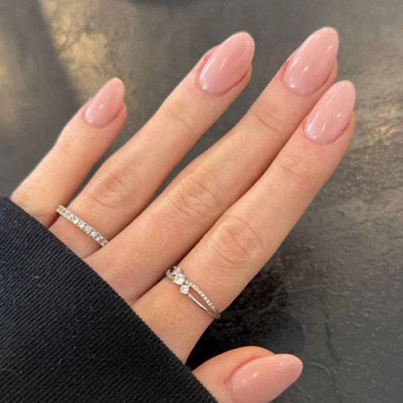 Modelones Pink Press on Nails Almond, Summer Pastel Baby Pink Short Fake Nails, Reusable Nail Kit with Nail Glue Adhesive Tabs Mini Nail File, Nails Press Ons 32Pcs 16 Sizes Women Gift