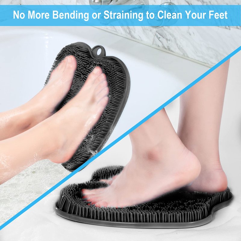BESKAR XL Large Foot Scrubber Mat for Use in Shower - Shower Foot Cleaner to Eliminate Calluses Dead Skin, Foot Massager Mat for Men & Women to Soothe Achy Feet, Non Slip Suction Cups