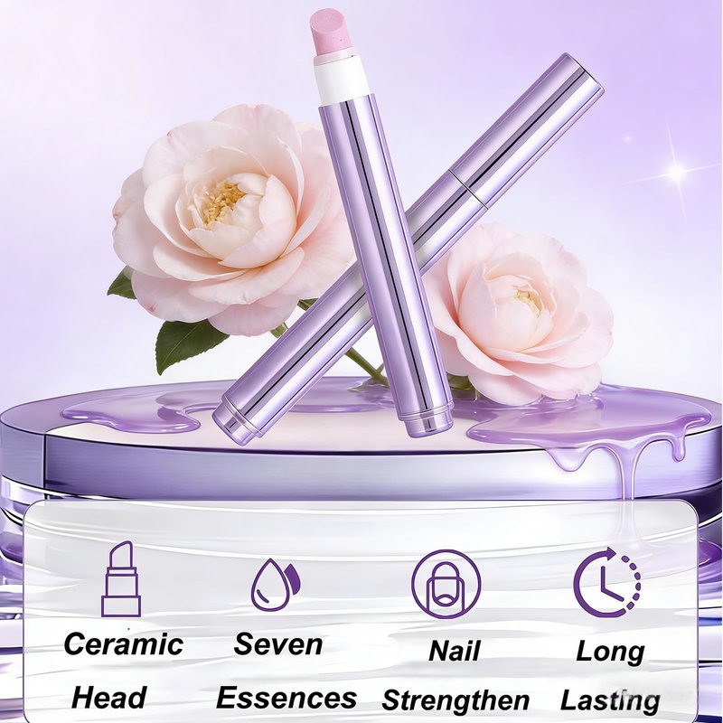 KAHSOSE 2Pcs 3-in-1 Nail Care Pen, Cuticle Oil Pusher Pen with Ceramic Tip, Nail Oil Pen for Dry Cuticles & Hangnails, Moisturizing Nail Conditioning Pen for Nails & Cuticle