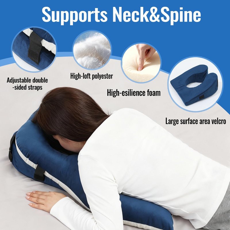 Face Down Pillow for Eye Surgery Recovery,Massage Pllow Face Down,BBL Pillow,Dual Sided Flannel &Cotton Linen Prone Support for Stomach Sleeper,with Adjustable Breathable Cushion and Grip Magic Tape