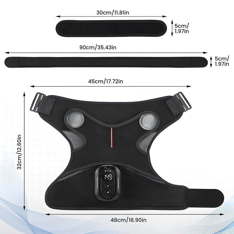 CBDYWVR Triple Method Shoulder Massager and Shoulder Heating Pad with Massage, Featuring 5 Heating Levels & 5 Vibration Modes, 5000mAh Battery for Long-Lasting Power and Adjustable Design (Black)