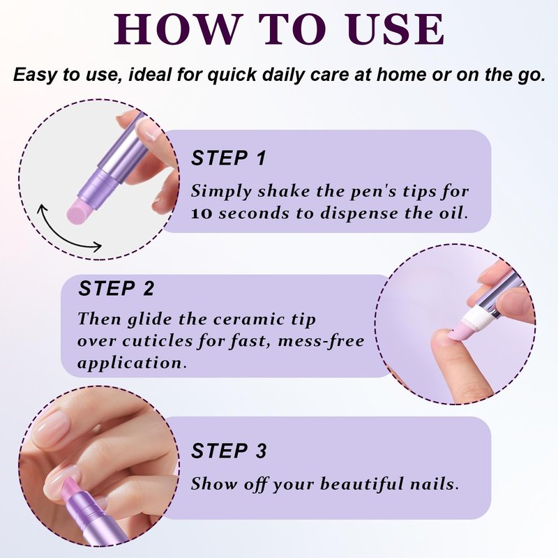 3-in-1 Cuticle Oil Pen Sassy Tip Cuticle Pusher Pen, Nail Buffer Pen with Ceramic Tip, Nail Pusher Cuticle for Hangnails & Dry Nails,Nourishing Damaged Nails Care & Treatment