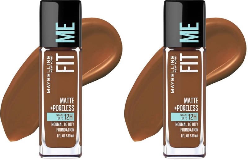 Maybelline Fit Me Matte + Poreless Liquid Oil-Free Foundation Makeup, Deep Bronze, 1 Count (Packaging May Vary) (Pack of 2)
