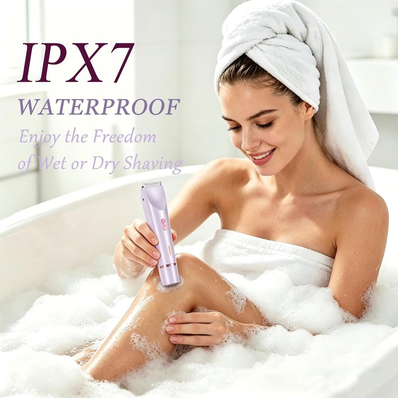 Skiennix Bikini Trimmer - 2-in-1 Cordless & Waterproof Shaver for Women | Painless Hair Removal, Purple
