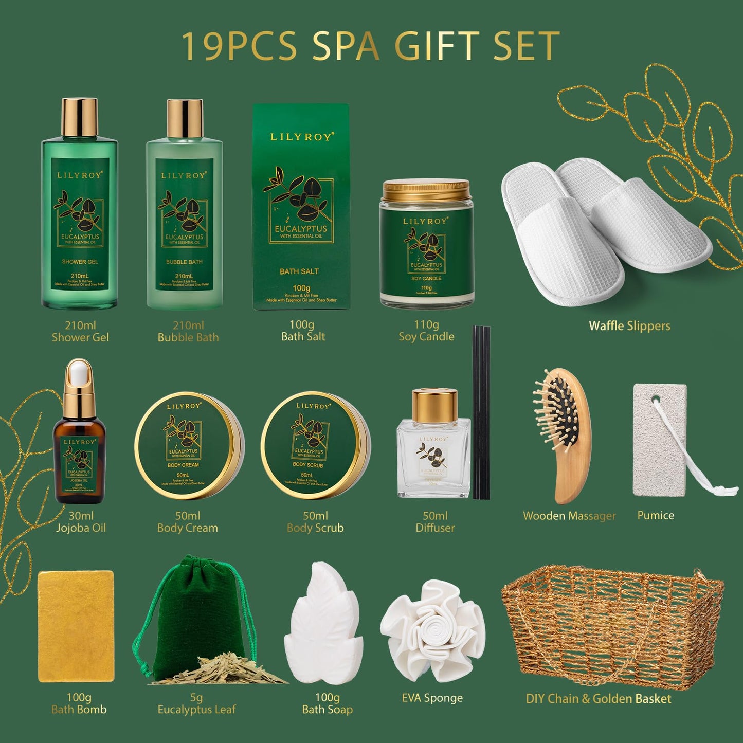 Fathers Day Gifts for Men, Gifts for Women & Men, Birthday Gift - 18-Piece Spa Gift Basket for Women, Bath and Body Spa Kit | Gift for Valentines, Mothers Day, Christmas, Great for Holidays