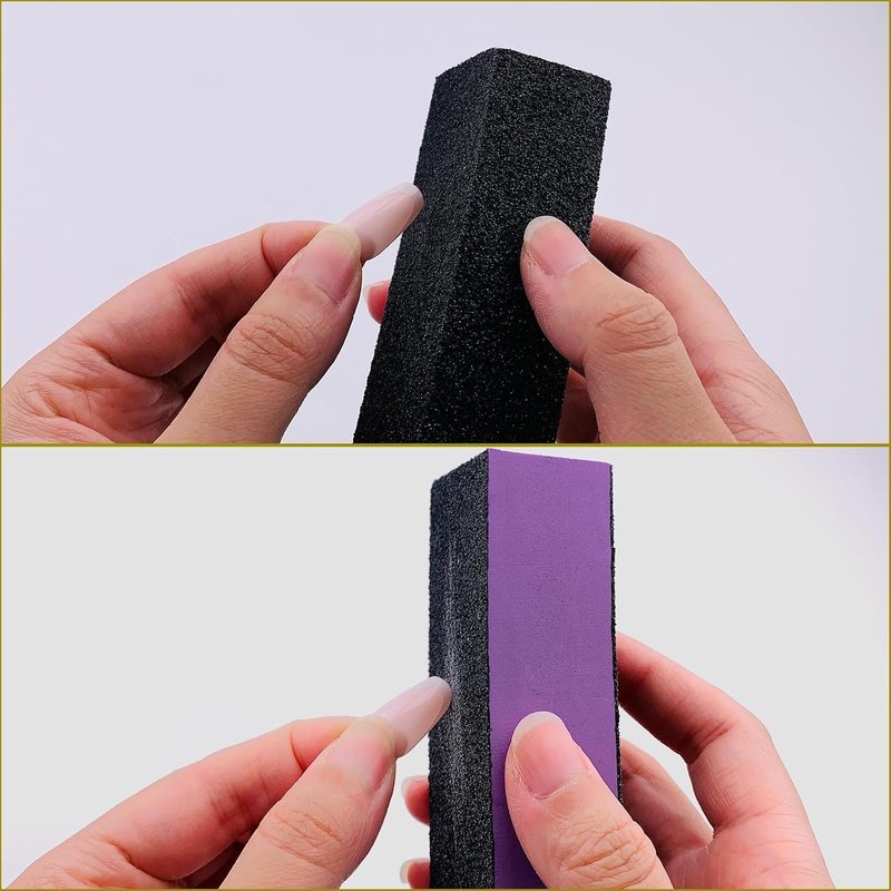 Nail Buffer Sanding Block Set - 10 Pcs 100/180 Grit Polishing Files | Black & Purple