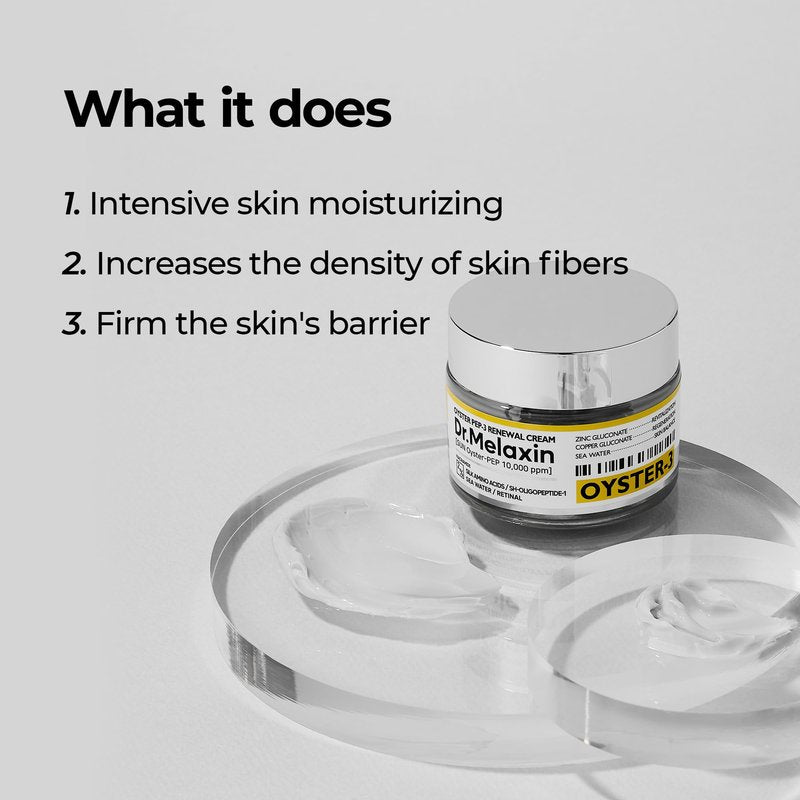 Dr.Melaxin Oyster Pep3 Renewal Cream | Daily Anti-Aging Face Moisturizer, Skin Elasticity & Reduce Wrinkle, 50ml,1.69 fl oz.