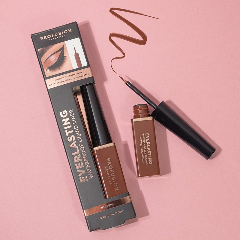 Profusion Cosmetics Everlasting Waterproof Liquid Eyeliner – Pro-Control Brush for Bold Definition, Long-Wearing Smudge-Resistant Vegan & Cruelty-Free Eye Makeup (Brown)