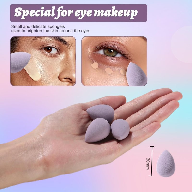 Makeup Sponge Set - 14 Pcs Triangle Puff for Liquid, Cream & Powder | Multi-Colored with Case