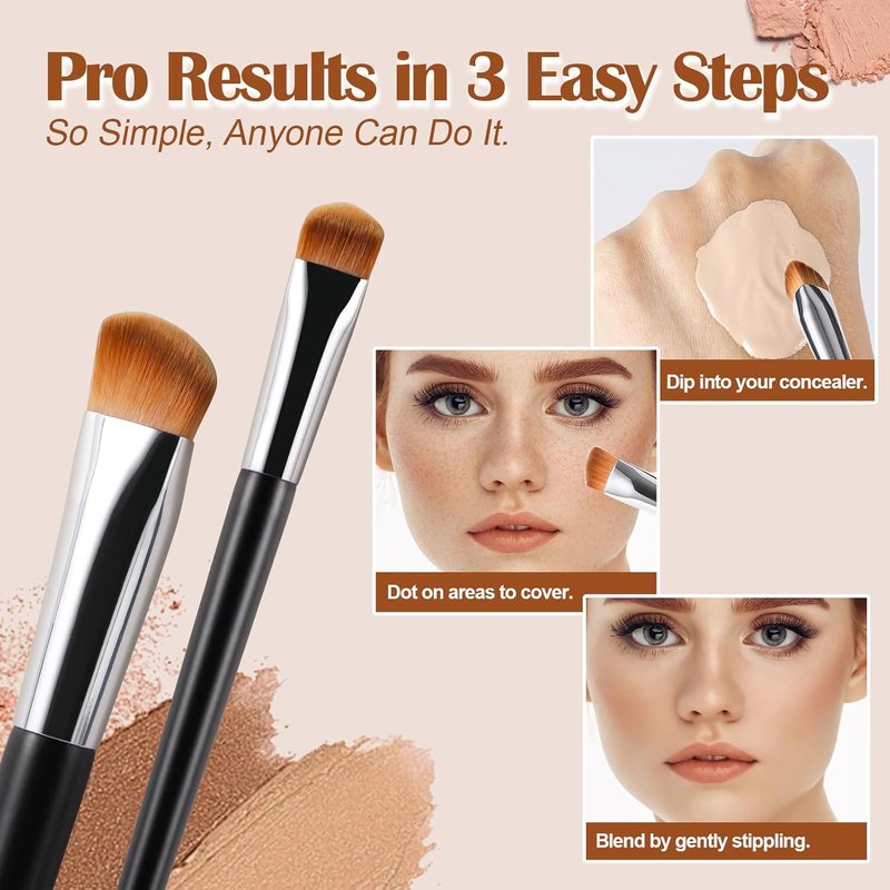 Skiennix Concealer Brush - Small Triangle Design for Precise Coverage of Dark Circles & Blemishes | Easy Blending for Cream & Liquid Makeup