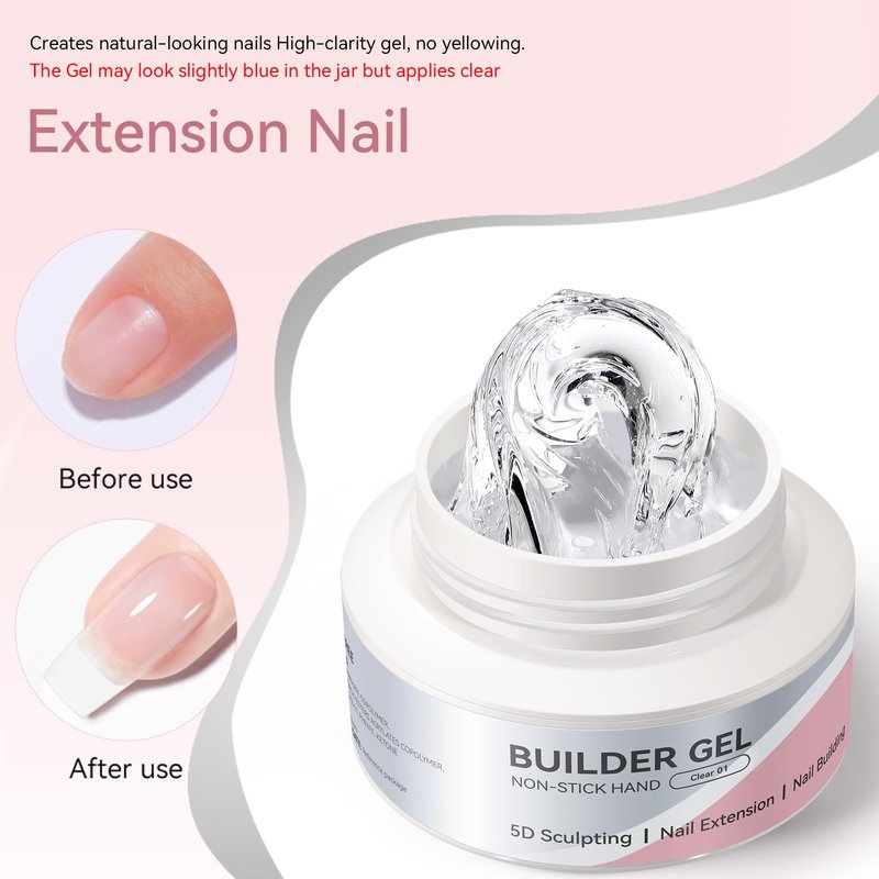 BORN PRETTY Builder Gel for Nails,60g Clear Hard Gel for 3D Sculpting & Nail Extension,Non-Sticky Soak Off U V Gels with Silicone Mold,Salon & Home DIY Nail Art Kit