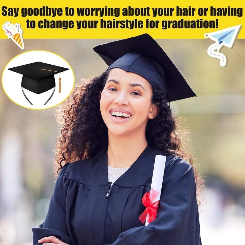 Graduation Cap Headband Set - 2 PCS Adhesive Felt Hair Bands for Graduates | Perfect Hat Accessories