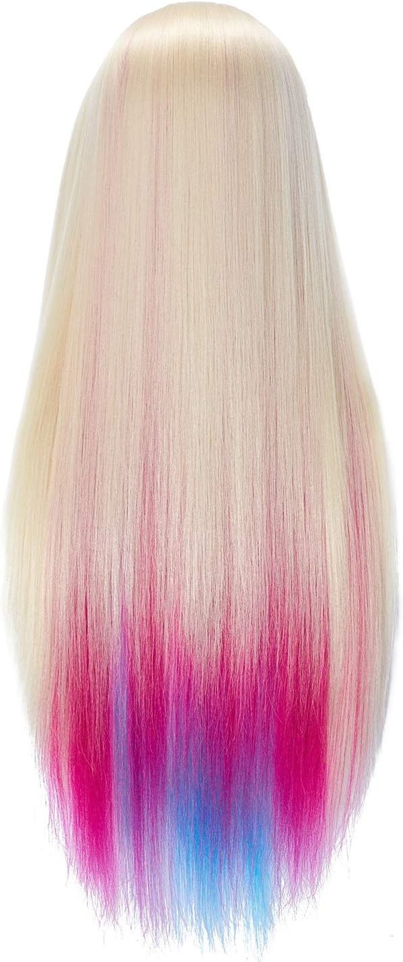 Hairingrid Mannequin Head 26"-28" for Hair Styling Training - Cosmetology Doll with Synthetic Fiber Hair & Free Clamp Holder | Multicolor