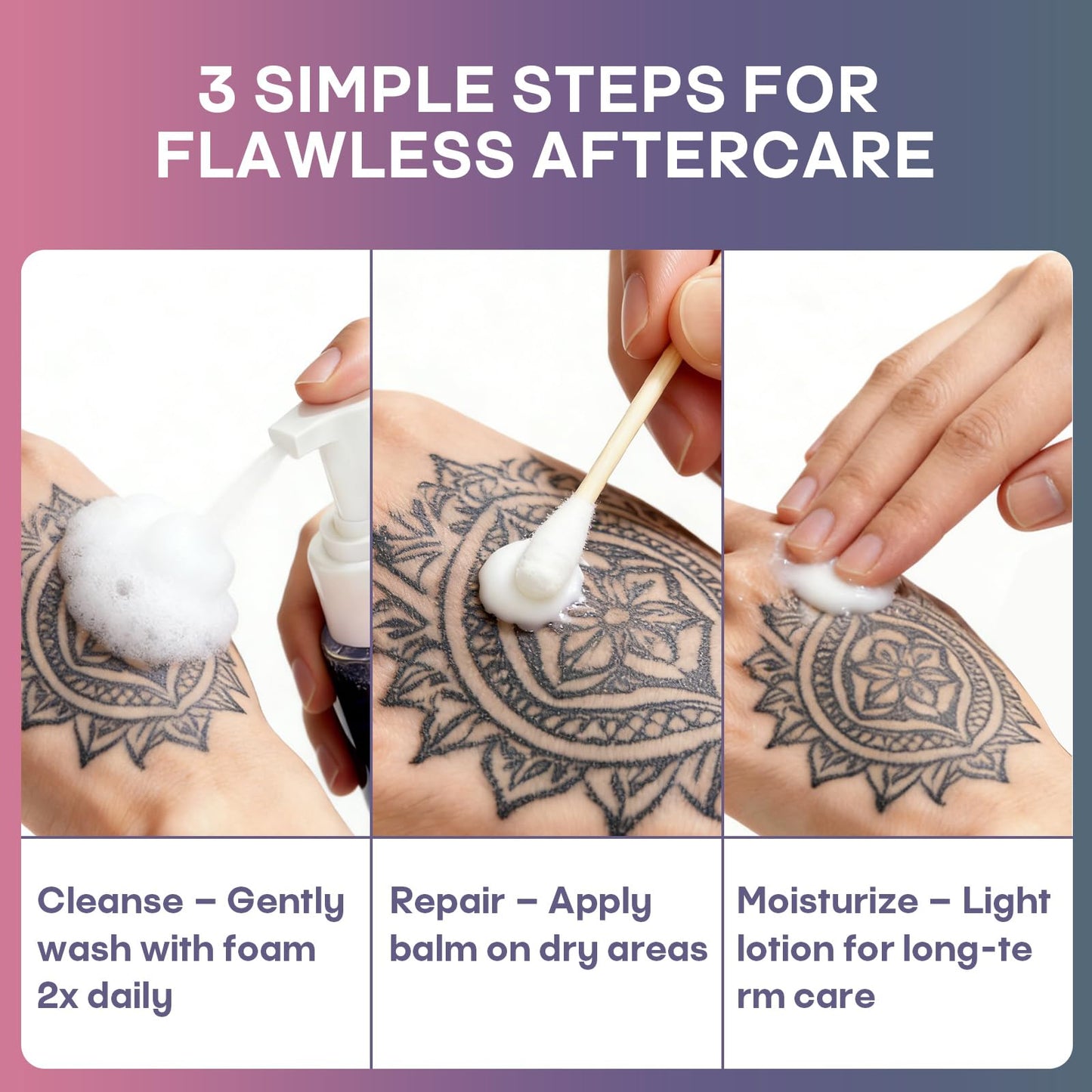 POSEIDON Tattoo Aftercare Kit - 3-in-1 Set with Refreshing Citrus Scent for Quick Healing & Color Protection (Tattoo Soap, Balm, Lotion)