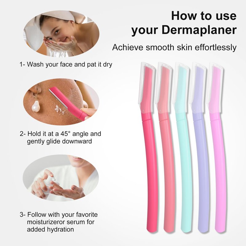 Skiennix Dermaplane Razor - Gentle Facial Exfoliation Tool for Peach Fuzz & Eyebrow Shaping | Coral