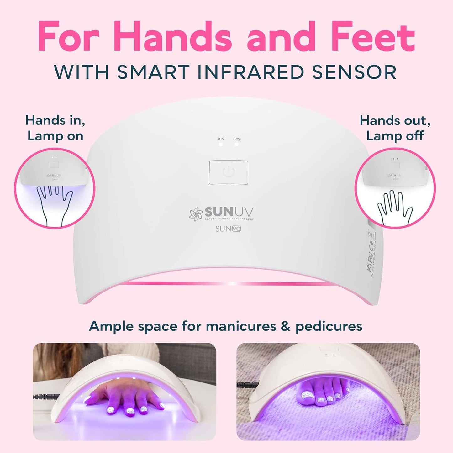 UV LED Nail Lamp - Professional Gel Polish Dryer with Sensor & 2 Timers | Pink for Women & Girls