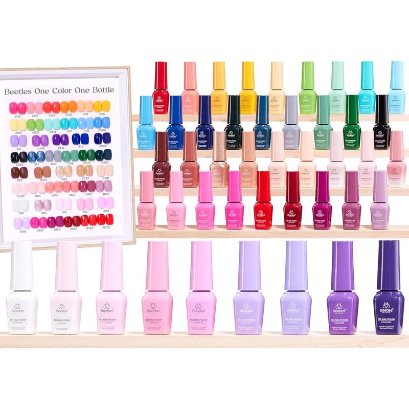 Beetles Gel Nail Polish Kit - 45 Colors UV Gel Set with Top & Base Coats | Perfect Salon Manicure Gifts for Women