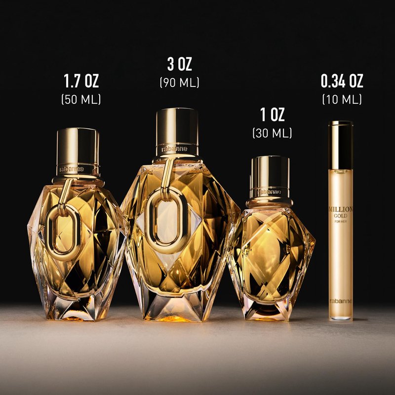 Rabanne Million Gold Eau de Parfum for Women - Long Lasting Luxury Fragrance with Sparkling Rose & White Flowers | 0.34 oz Travel Spray