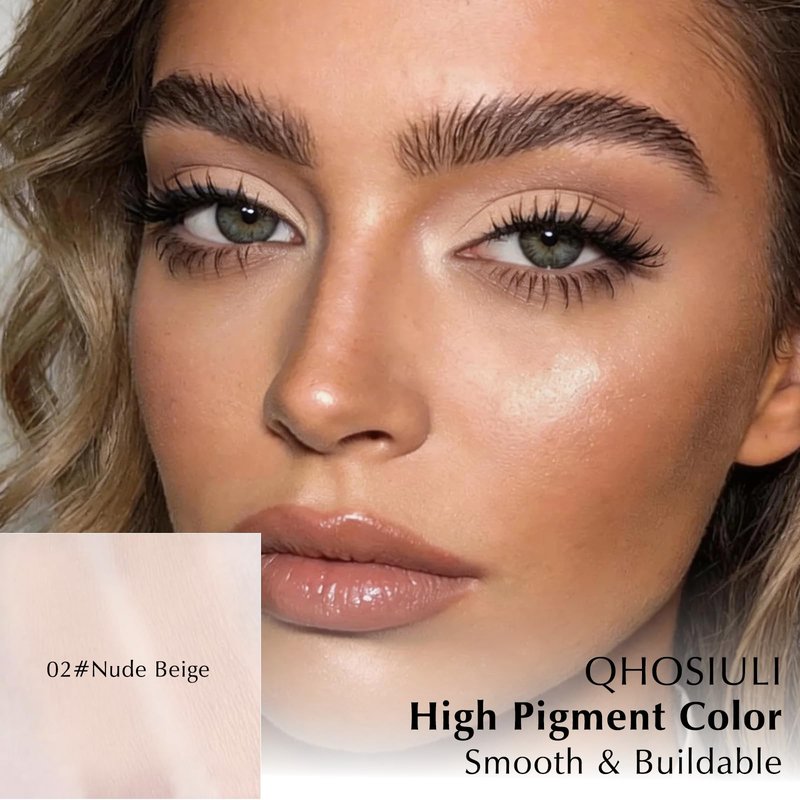 QHOSIULI Nude Beige Matte Eyeshadow Palette, Mini Monochrome Powder Eye Shadow for Older Women, High-Pigment White Eyeshadow Compact sombras para ojos, Naturing-Looking Smooth Blendable Color