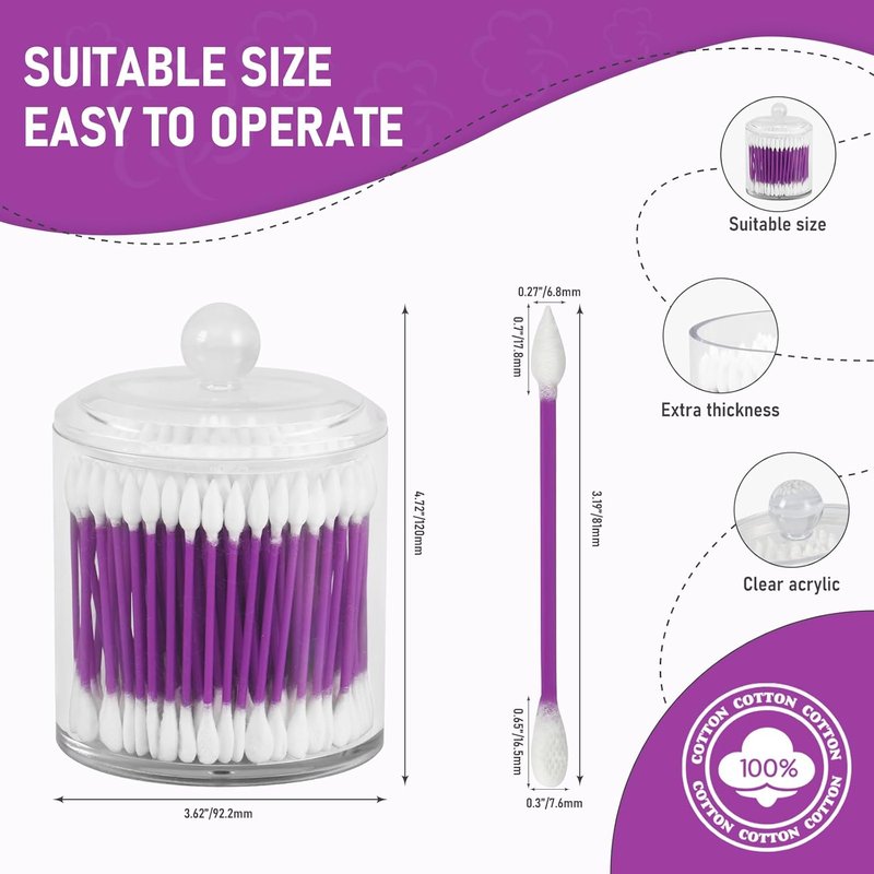CGR Precision Cotton Swabs - 900 Pcs Pointed & Flattened Tips for Makeup Application | Versatile Use