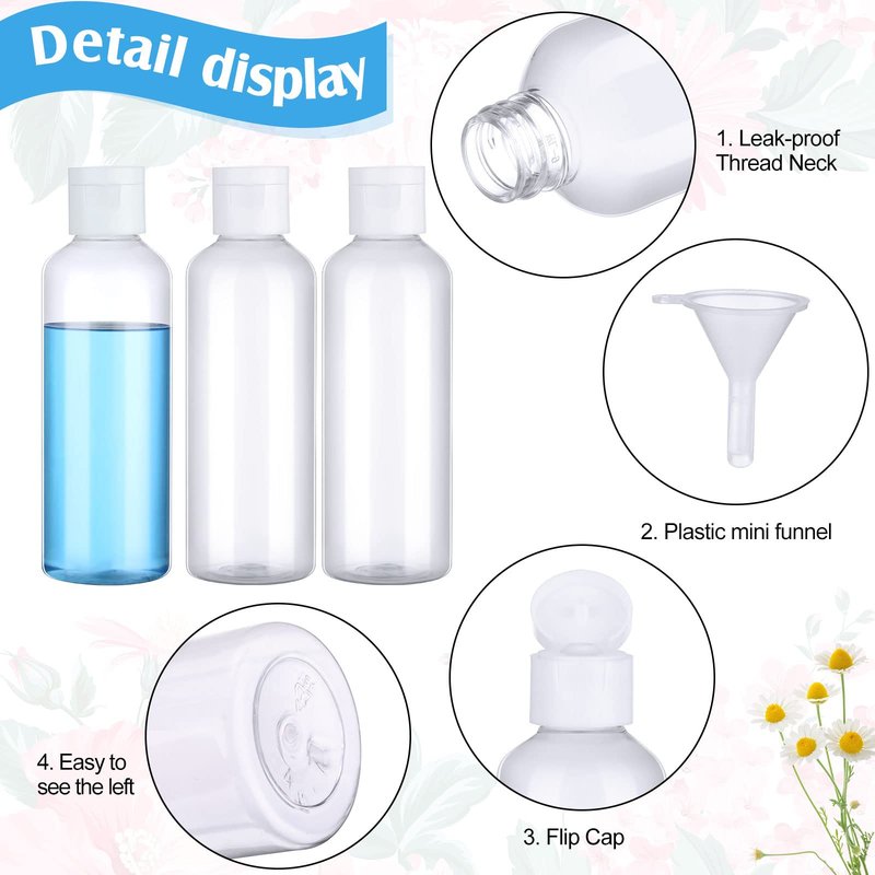 Eccliy 100 Pcs 3.4oz Travel Bottles for Toiletries TSA Approved Leakproof Plastic Empty 100 ml Small Squeeze Bottle Bulk Clear Refillable Shampoo Container for Liquids Cream Cosmetic Shampoo(Clear)