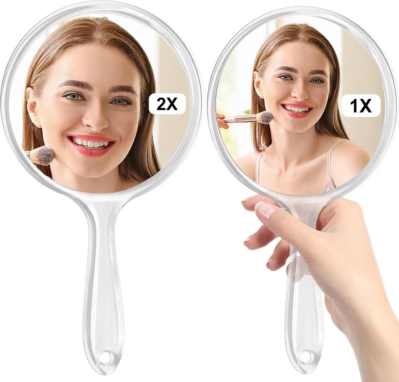 Handheld Mirror - Large Double-Sided Magnifying Makeup Mirror | 5.4" W x 10.4" L, Acrylic, Rounded Shape