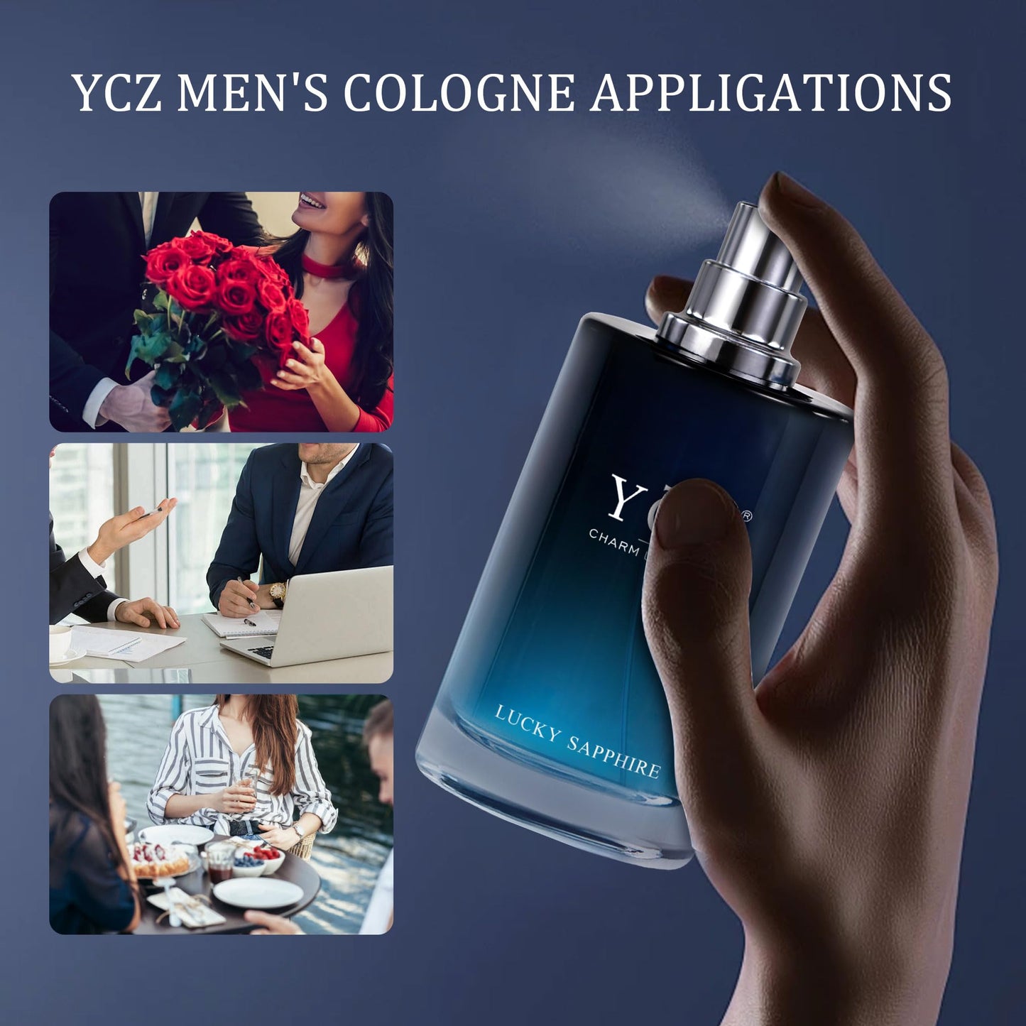 Ycz Lucky Men's Eau De Parfum New Round Box Packaging,1.7oz(50ml),Long Lasting EDP Men.Making it the ideal gentlemen’s gift (2-Pack)