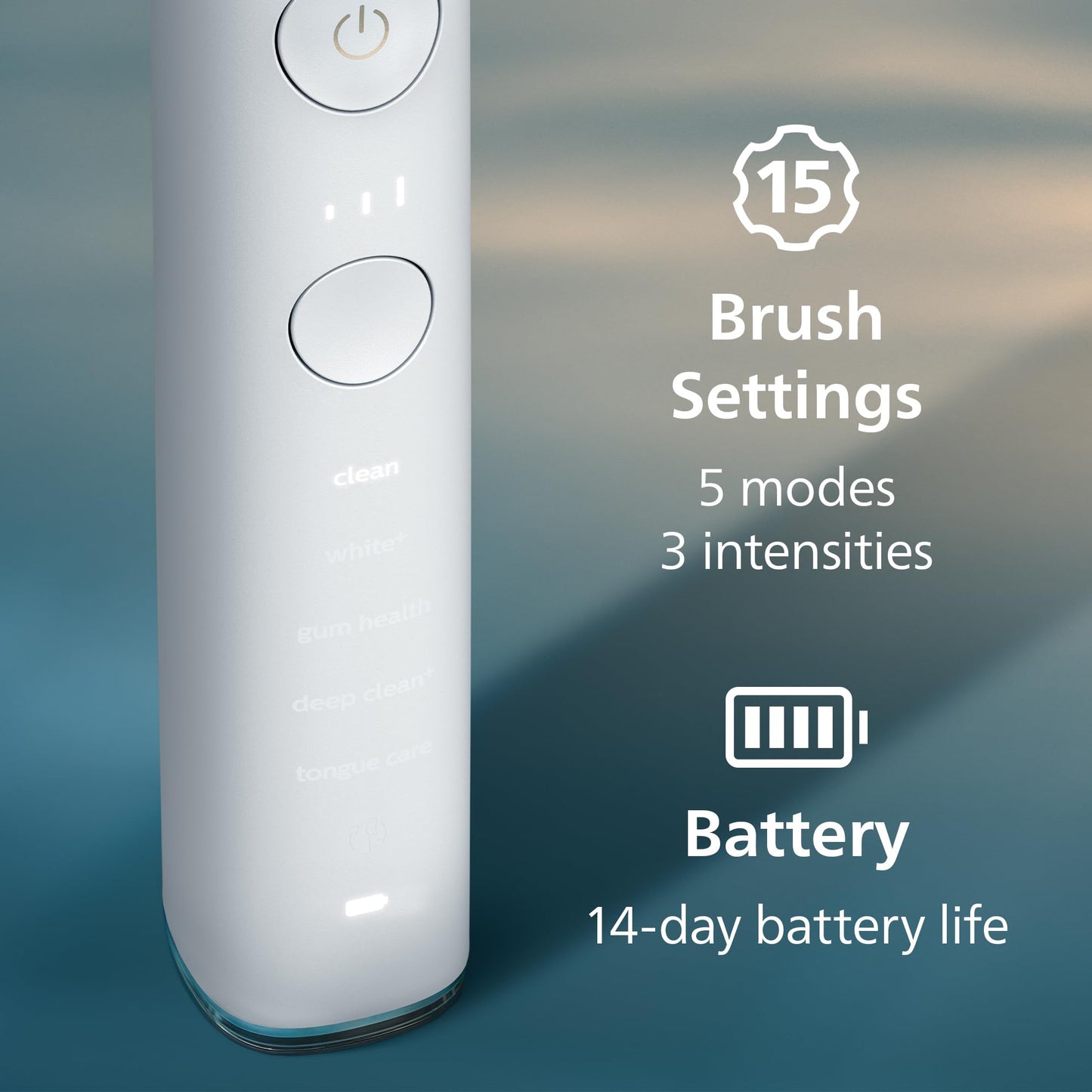 Philips Sonicare DiamondClean Smart 9500 Electric Toothbrush - Sonic Toothbrush with App, Pressure Sensor, 15 Brushing Settings, Replacement Reminder, USB Charging Travel Case, White, Model HX9923/01